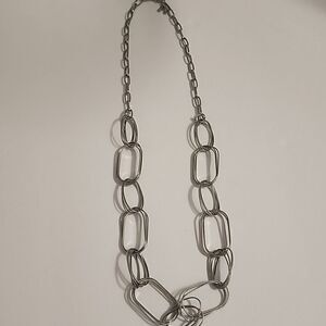 Long Statement Necklace Silver Tone Link Chain Womens